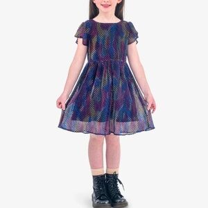 Appaman Girls Metallic Dots Ellie Rainbow Multi Color Short Sleeve Dress Size 5